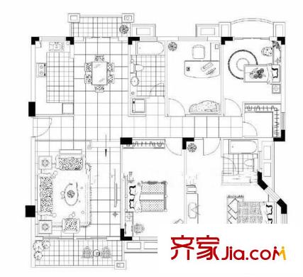 市政天元城戶型圖戶型圖 4室 4室2廳2衛(wèi)1廚