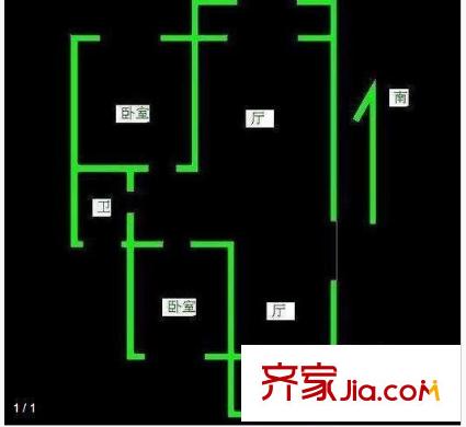 市政天元城戶型圖戶型圖 2室 2室2廳1衛(wèi)1廚