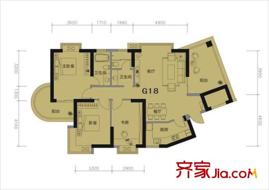 明發(fā)濱江新城三期戶型圖戶型圖 3室 3室2廳2衛(wèi)1廚