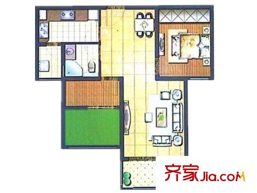鑫苑世家二期78/79號樓B2戶型  2室2廳1衛(wèi)1廚