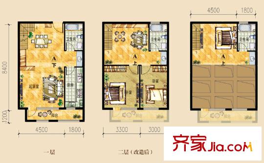 鳳凰世嘉雙子公寓A戶(hù)型 2室2廳2衛(wèi)1廚
