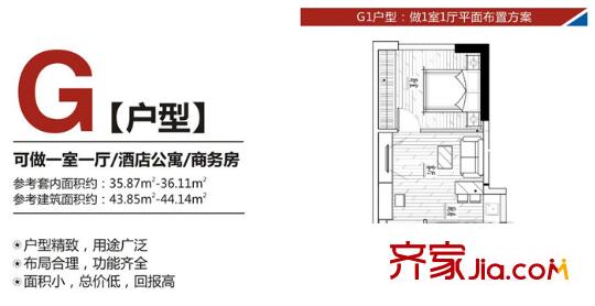 福星時代天驕G戶型 1室1廳1衛(wèi)1廚