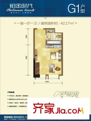 鉑金時代三批次公寓 G1 1室1廳1衛(wèi)1廚