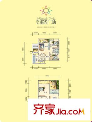游仙星辰廣場(chǎng)戶型圖 4室2廳2衛(wèi)1廚