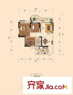 樹高威尼斯城B2戶型 3室2廳1衛(wèi)1廚