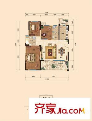樹高威尼斯城D4戶型 3室2廳2衛(wèi)1廚