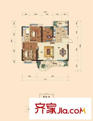 樹高威尼斯城B1戶型 3室2廳2衛(wèi)1廚