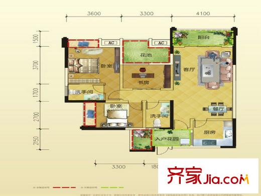 東城尚品B3 3室2廳2衛(wèi)1廚