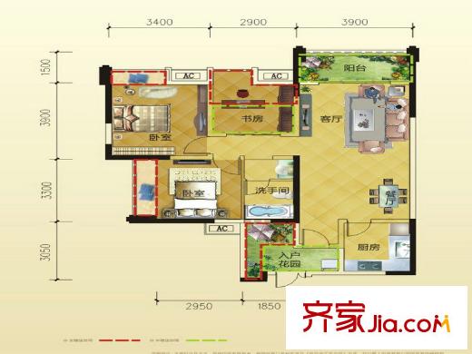 東城尚品B4 3室2廳1衛(wèi)1廚