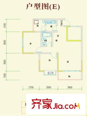 美集財富時代E戶型 2室2廳1衛(wèi)1廚