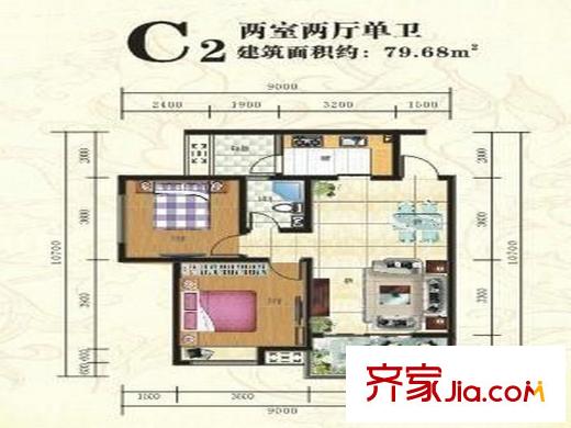 安縣濱江世紀(jì)花園C3戶型 3室2廳2衛(wèi)
