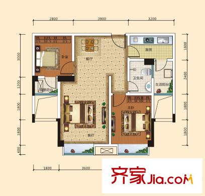 啟明星康林水郡3-E 2室2廳1衛(wèi)1廚