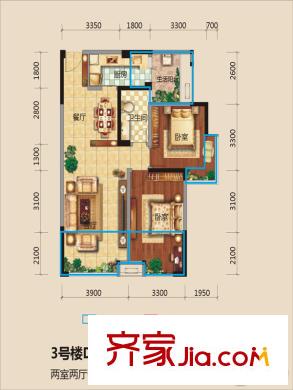 三匯玫瑰花城D3 2室2廳1衛(wèi)1廚
