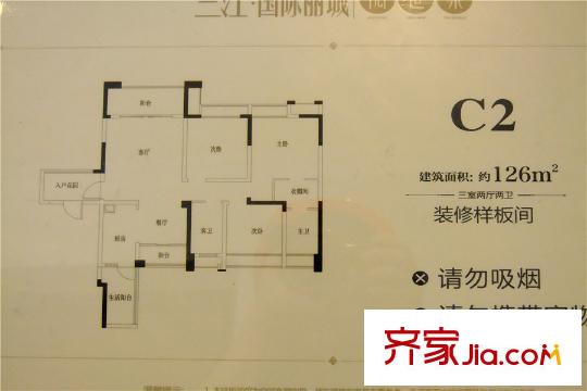 三江國際麗城閱世集C2 3室2廳2衛(wèi)1廚