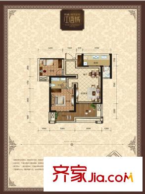 綿陽CBD萬達(dá)廣場3棟3單元4-31層2號戶型圖 2室2廳1衛(wèi)1廚