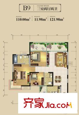興發(fā)龍溪谷13棟B9-2 3室2廳2衛(wèi)1廚