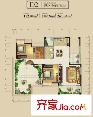 興發(fā)龍溪谷15棟D2-2 3室2廳2衛(wèi)1廚