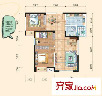 九洲?又一城D1 3室2廳1衛(wèi)1廚