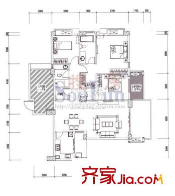 文泉翠滿庭戶型圖B1戶型 3室2廳2衛(wèi)1廚