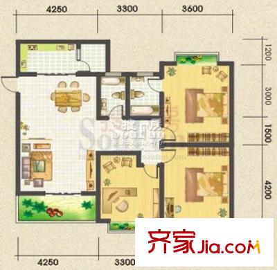 新城優(yōu)家戶型圖4號樓I戶型 3室2廳2衛(wèi)1廚