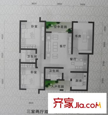 晶藍尚城戶型圖A4-C 3室2廳2衛(wèi)