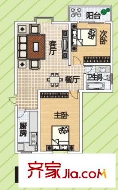 凝祥曉月戶型圖E 2室2廳1衛(wèi)