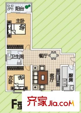 凝祥曉月戶型圖F 2室2廳1衛(wèi)
