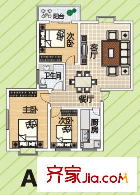 凝祥曉月戶型圖A 3室2廳2衛(wèi)