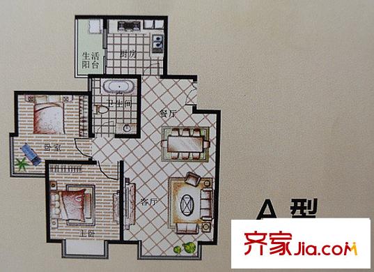 宇發(fā)榮域戶型圖A 2室2廳1衛(wèi)