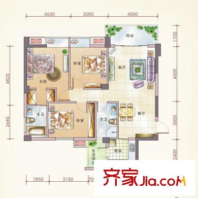 文泉?jiǎng)P旋大道 A1戶型 3室2廳2衛(wèi)1廚
