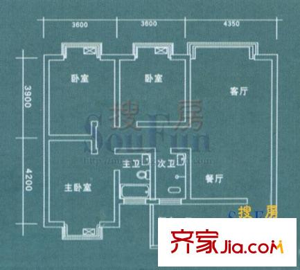 福澤源戶型圖戶型圖 3室2廳1衛(wèi)1廚