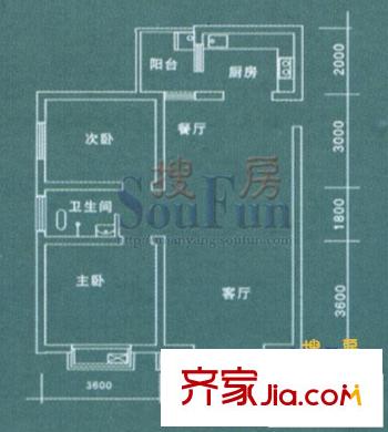 福澤源戶型圖戶型圖 2室2廳1衛(wèi)1廚