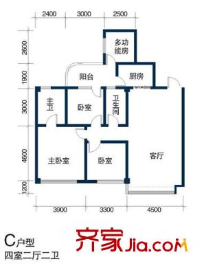 天浩富樂銀座戶型圖C 4室2廳2衛(wèi)