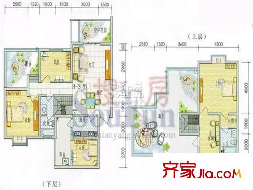 錦繡山城戶型圖B-3戶型 4室2廳2衛(wèi)1廚