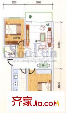 興發(fā)明居戶型圖二期B戶型 2室2廳1衛(wèi)1廚