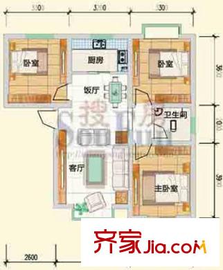 興發(fā)城東逸景戶型圖城東逸景C戶型 3室2廳1衛(wèi)1廚