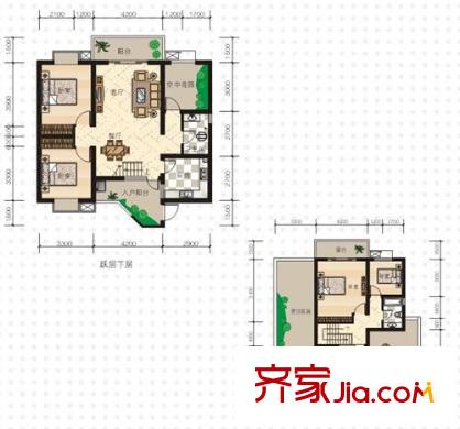 尚高境界戶型圖E1 2室2廳1衛(wèi)