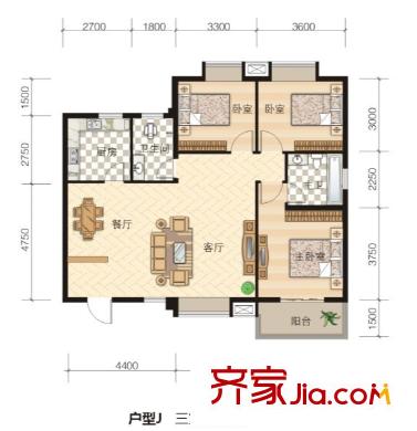 尚高境界戶型圖戶型圖J 3室2廳2衛(wèi)