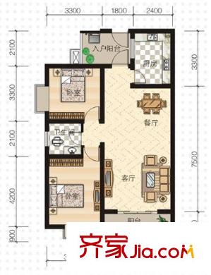 尚高境界戶型圖F 2室2廳1衛(wèi)