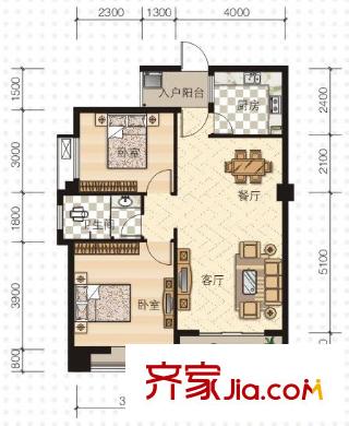 尚高境界戶型圖G 2室2廳1衛(wèi)