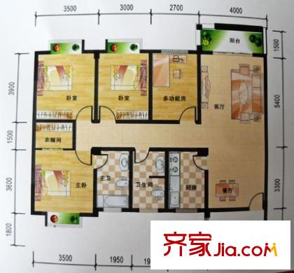 華興名城戶型圖C 4室2廳2衛(wèi)1廚