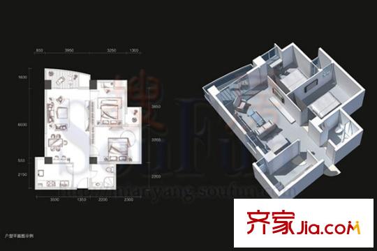 鳳凰城戶型圖B1型 2室2廳1衛(wèi)