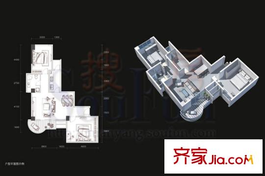 鳳凰城戶型圖A3型 2室2廳1衛(wèi)