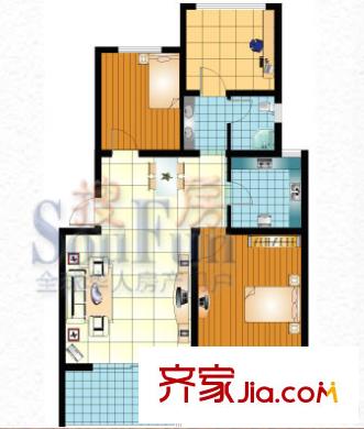 彭城大院戶型圖戶型6 3室2廳1衛(wèi)1廚