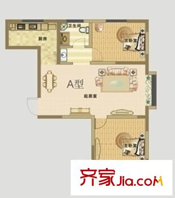 礦南公寓戶型圖3 3室1廳1衛(wèi)1廚