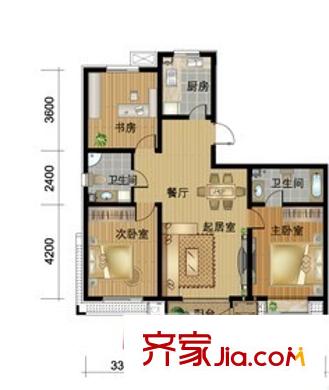 山水豪庭戶型圖5 3室2廳2衛(wèi)1廚
