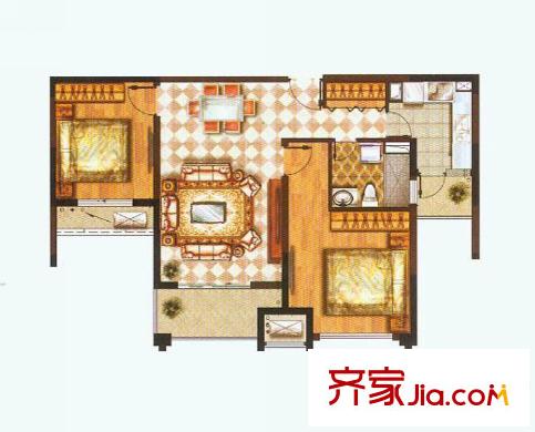 漢源國際麗城洋房D1戶型 2室2廳1衛(wèi)