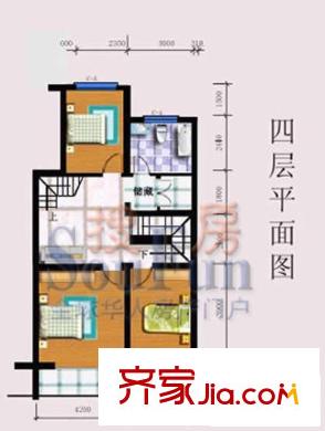 富仕名邸戶型圖四層平面圖 3室2廳1衛(wèi)1廚