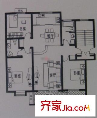 紫荊花園戶型圖24 3室2廳1衛(wèi)1廚