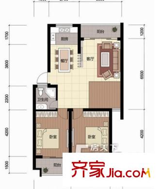 萬(wàn)裕花園戶型圖4 2室2廳1衛(wèi)1廚